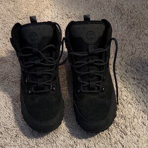Timberland Boys Black Lace-Up Boots Waterproof Size 7 Black